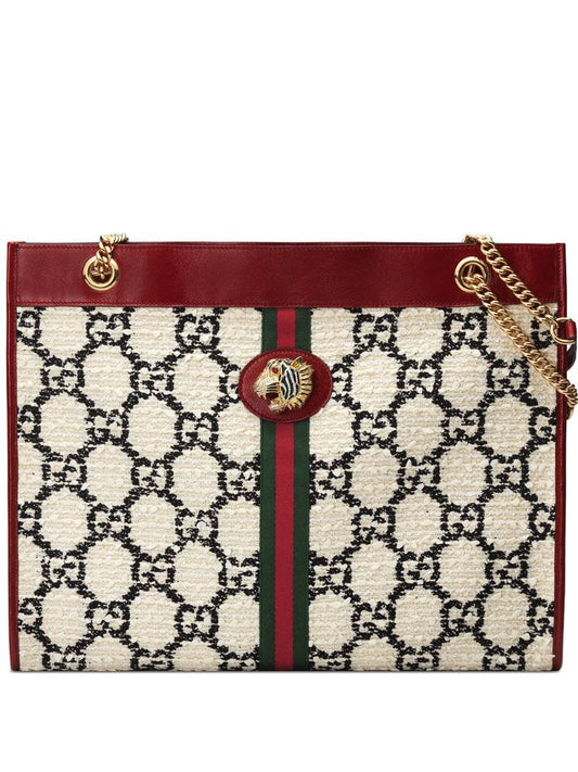Gucci - Rajah GG tweed large tote - women - Microfibre/Leather/Wool - One Size - White
