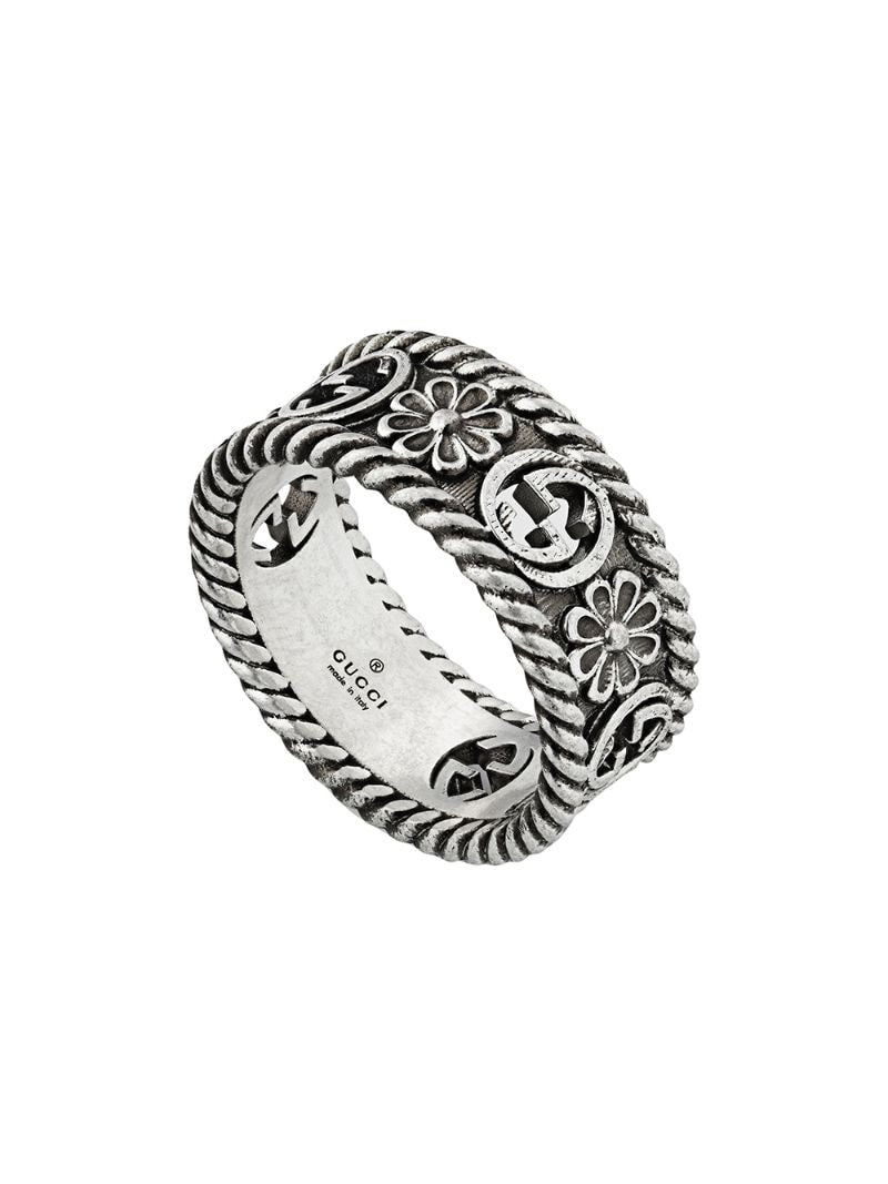 Gucci - GG motif cut-out ring - women - Sterling Silver - 56, 55, 54, 59, 49, 53, 52, 50, 48 - SILVER