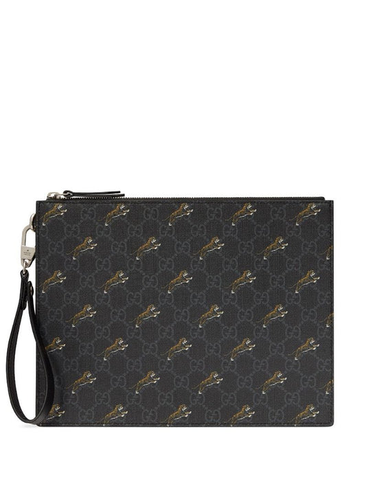 Gucci - GG pouch with tiger print - men - Cotton/Canvas - One Size - Black
