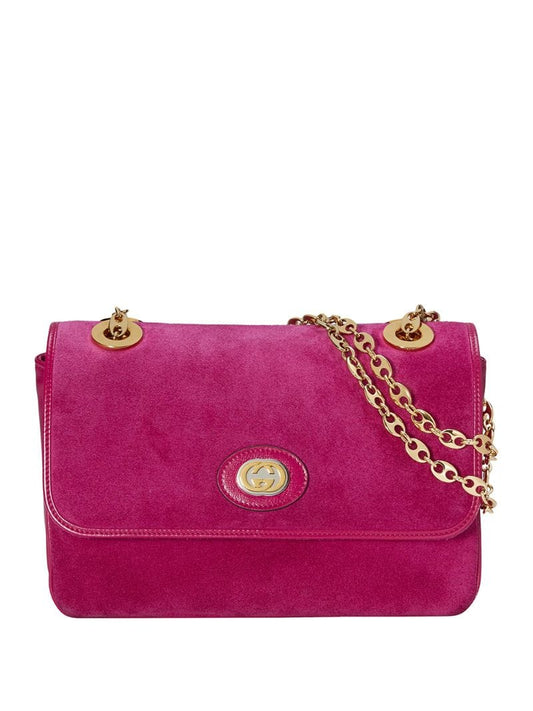 Gucci - small Suede shoulder bag - women - Microfibre/Leather/Suede/metal - One Size - PINK