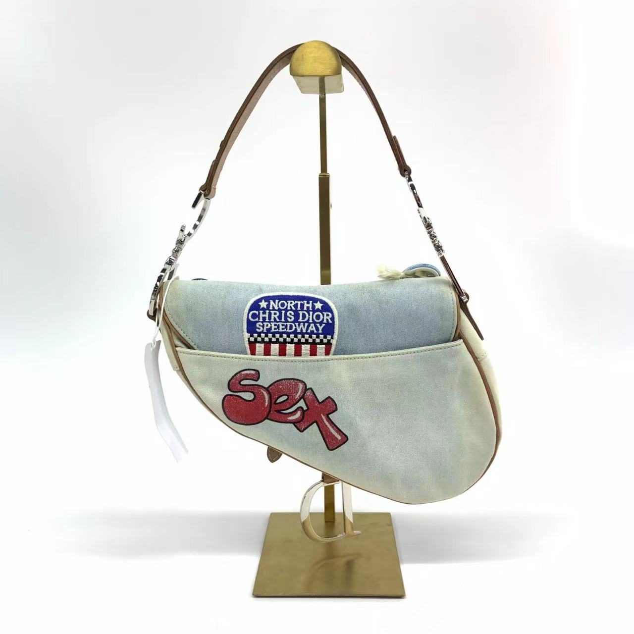 Dior Saddle Bag   Miss Diorella in Blue Denim with Badges, Fall-Winter 2001