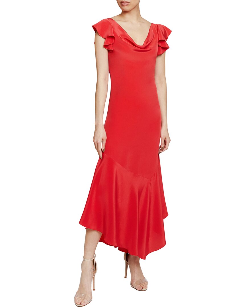 Santorelli Laurel Silk Flutter Sleeve Hi-Lo Silk Midi Dress