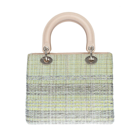Limited Edition Lady Dior MM in Green Tweed and silver threads, SHW