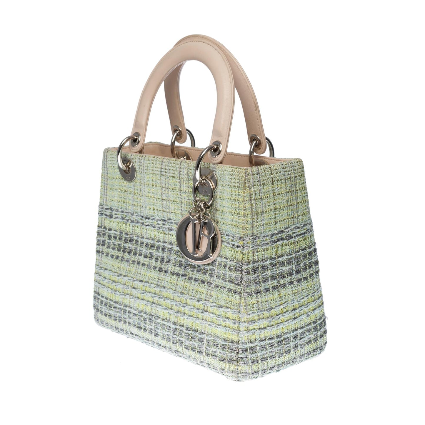 Limited Edition Lady Dior MM in Green Tweed and silver threads, SHW