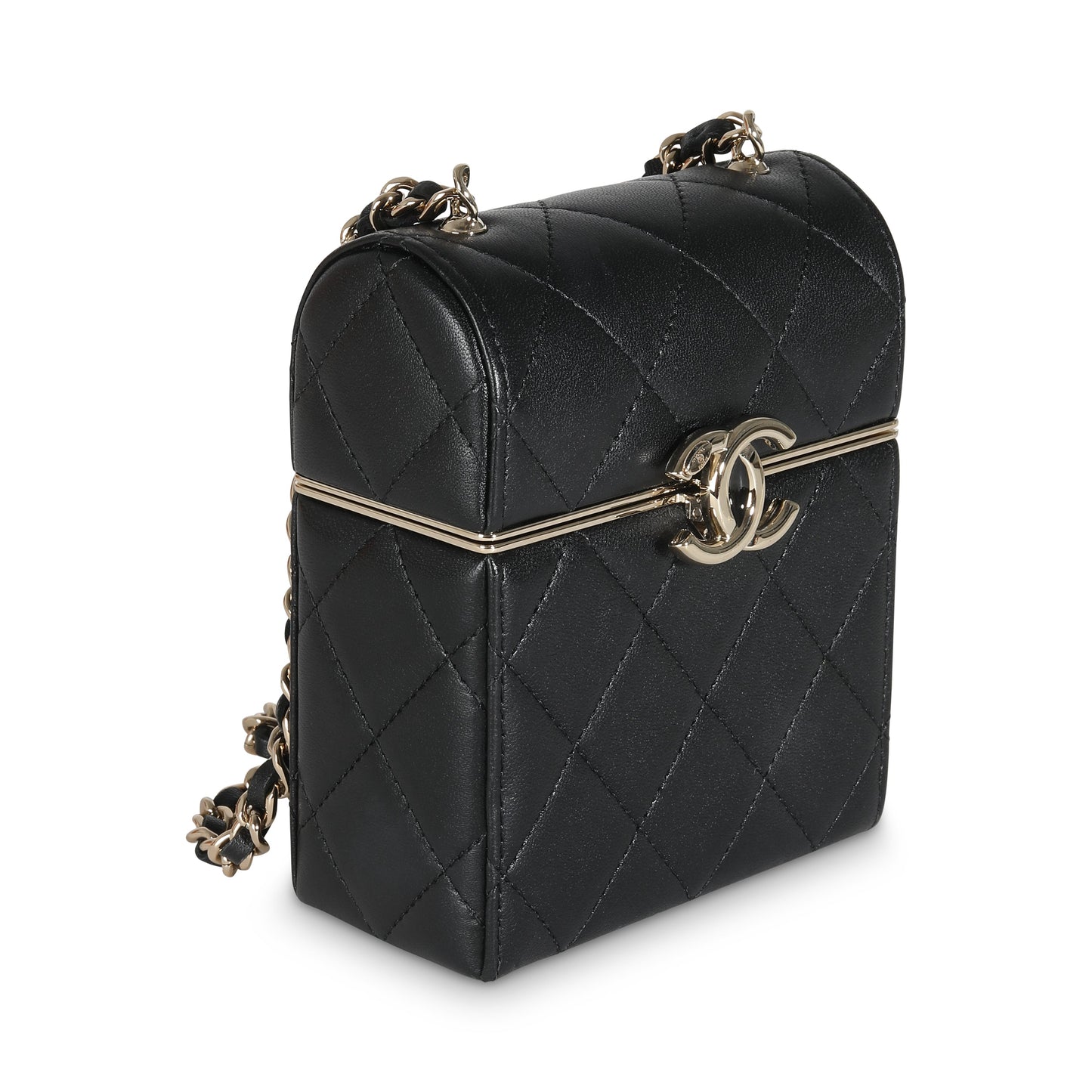 CHANEL 23C Black Quilted Lambskin Box Chain Vanity