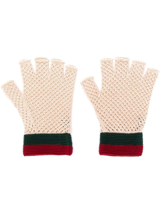 Gucci - knitted fingerless gloves - men - Cotton - S - NEUTRALS
