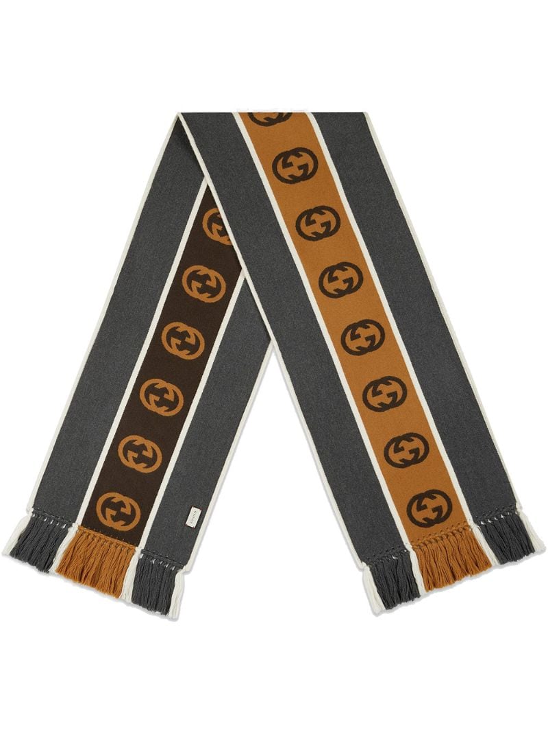 Gucci - Scarf with Interlocking G stripe - men - Wool - One Size - Brown