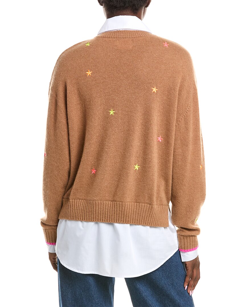 Brodie Cashmere Star Shirting V-Neck Cashmere Sweater