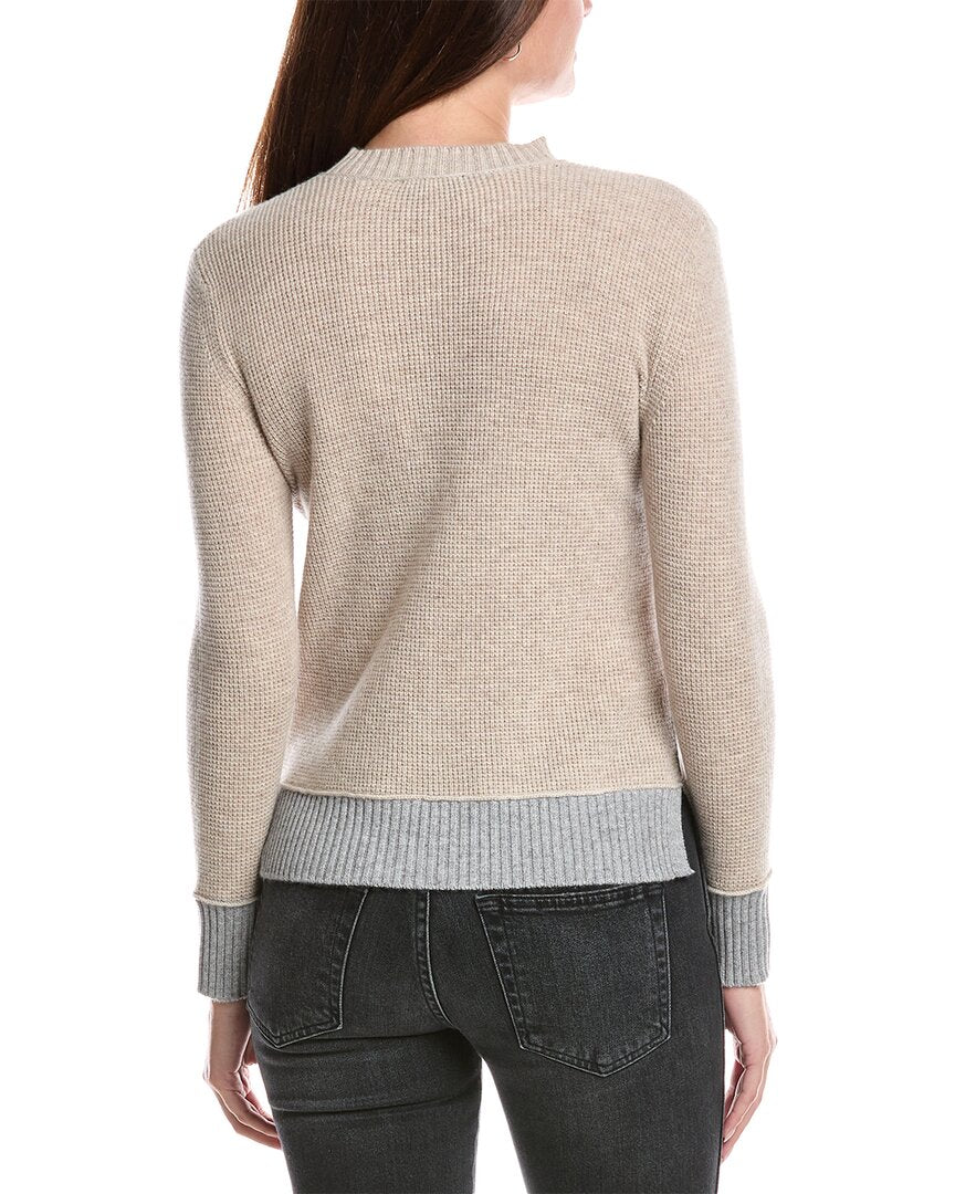 Forte Cashmere Contrast Trim Thermal Cashmere Sweater