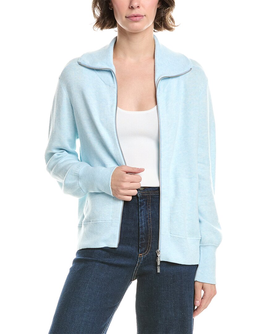 Forte Cashmere Short Zip Collared Cashmere-Blend Cardigan