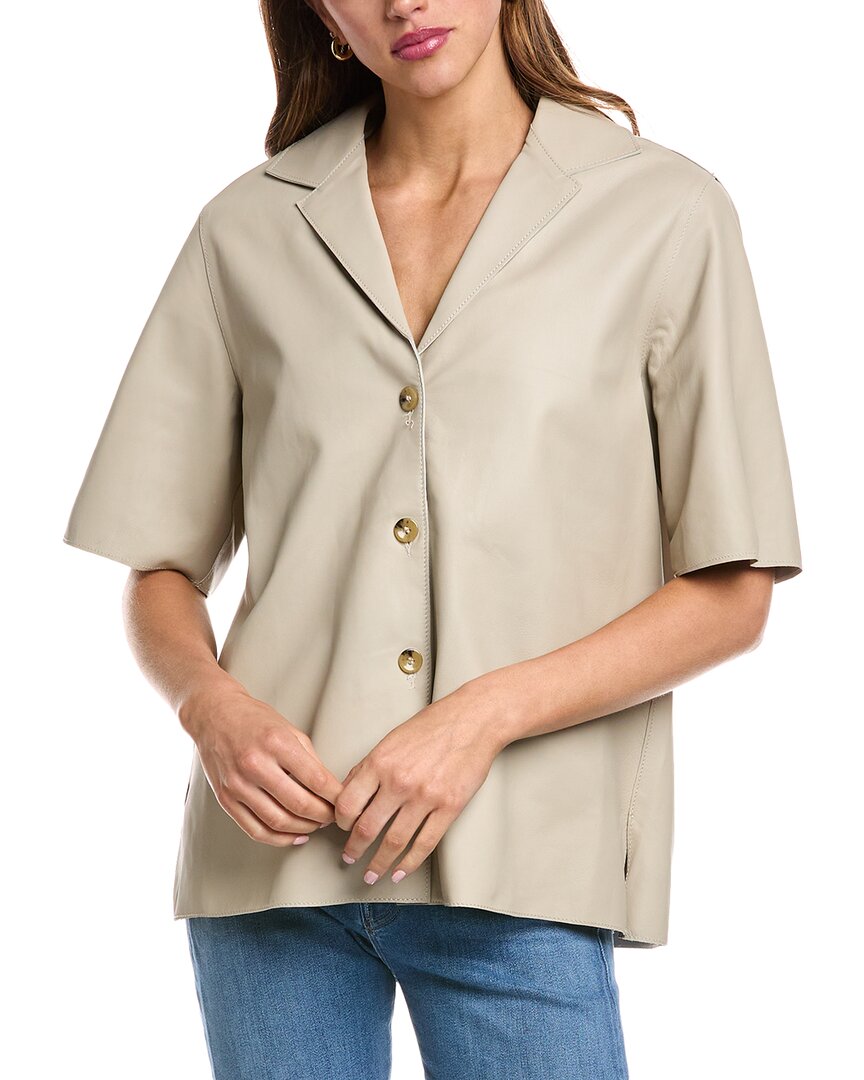 Officine Generale New Christelle Leather Overshirt