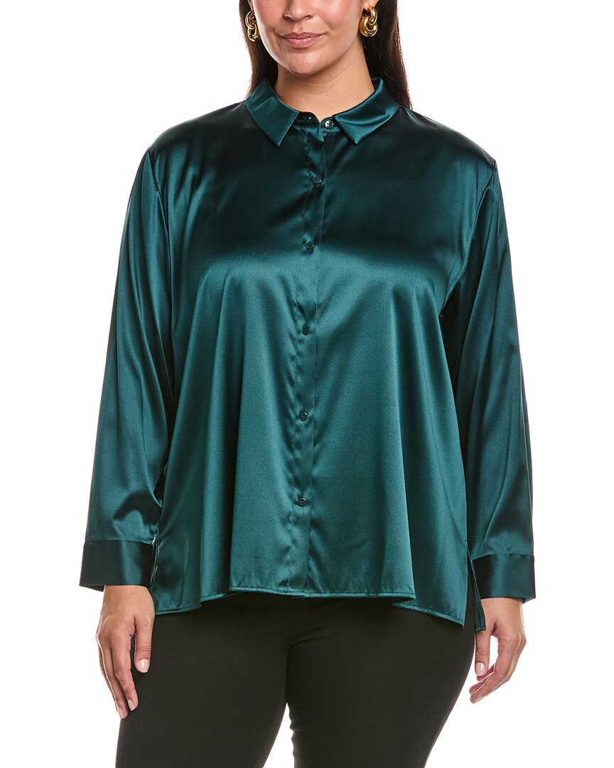 Eileen Fisher Plus Classic Collar Silk-Blend Shirt