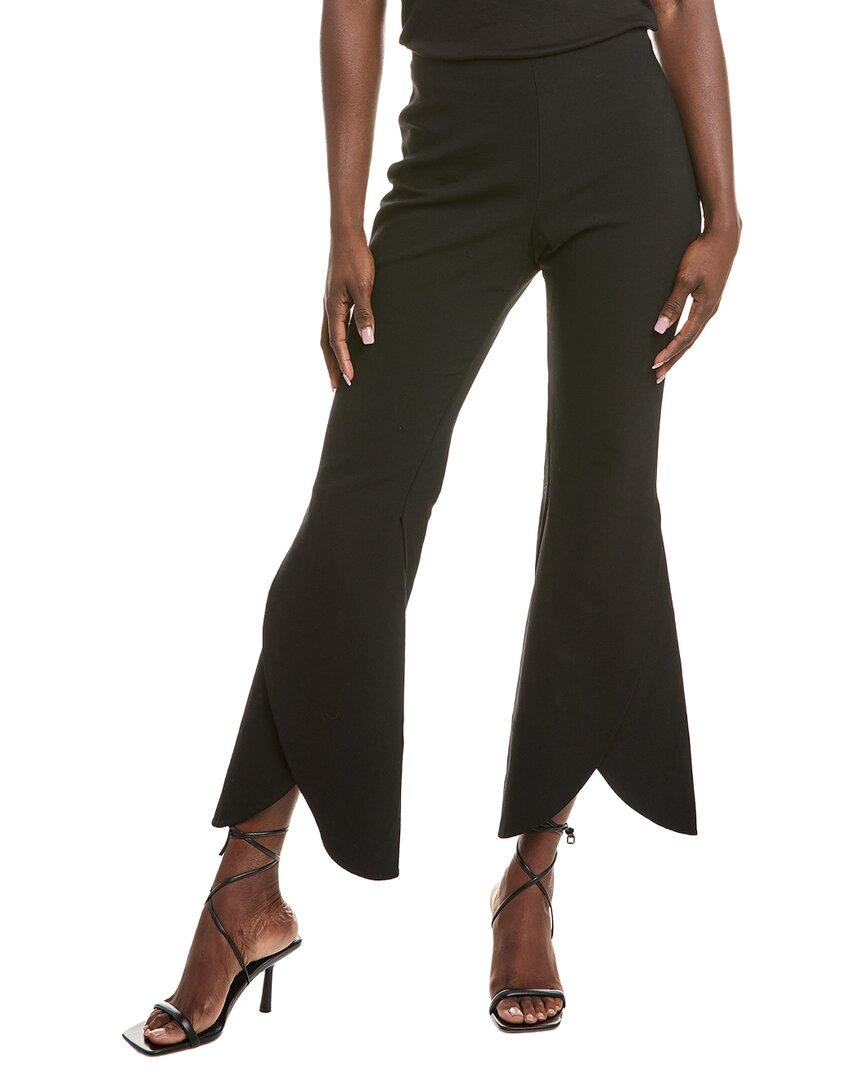 Oscar De La Renta Ankle-Length Tulip Flare Silk-Trim Wool-Blend Pant