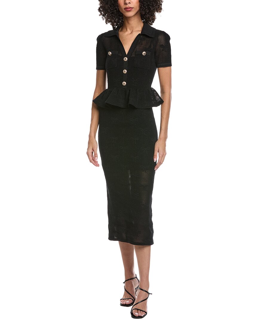 Self-Portrait Bow Crochet Midi Dress