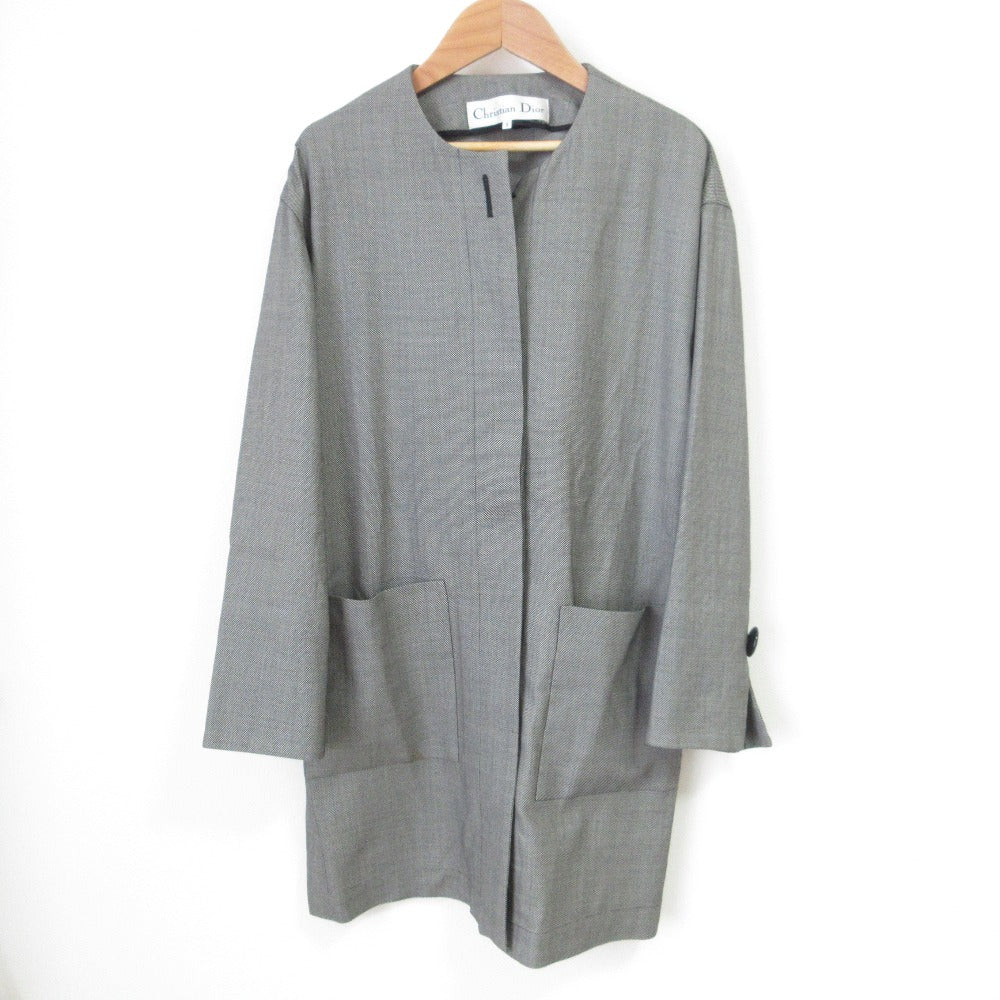 Christian Dior   Wool Mid-length Collarless Jacket Coat
