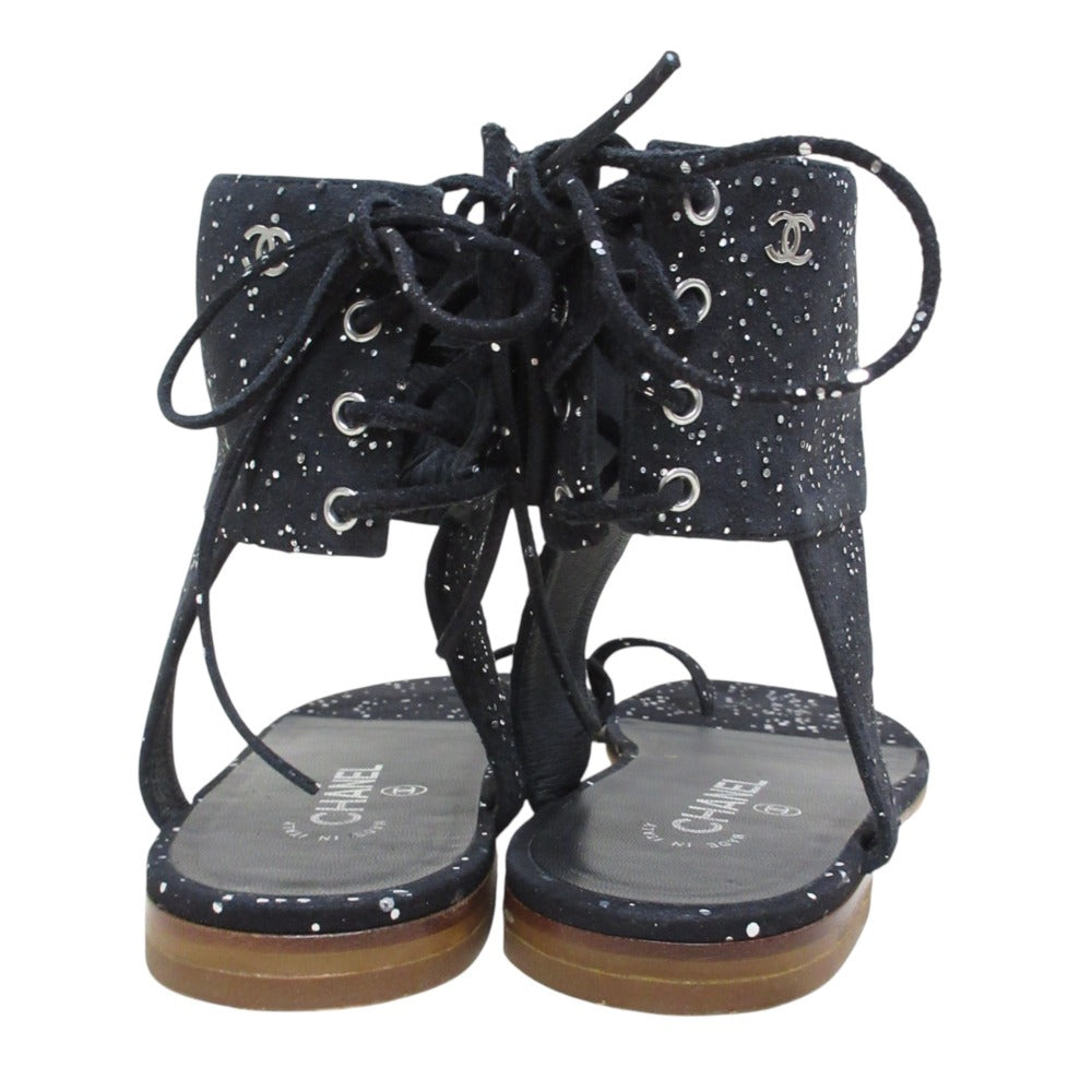 Chanel Coco Mark Glitter Flat Sandals