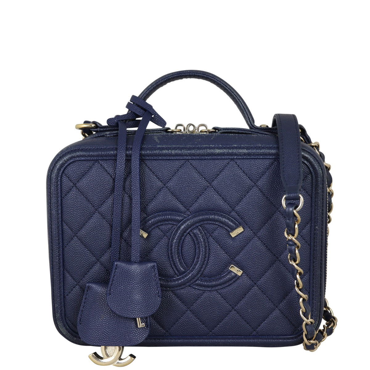Chanel CC Filigree Vanity Medium | Navy Blue