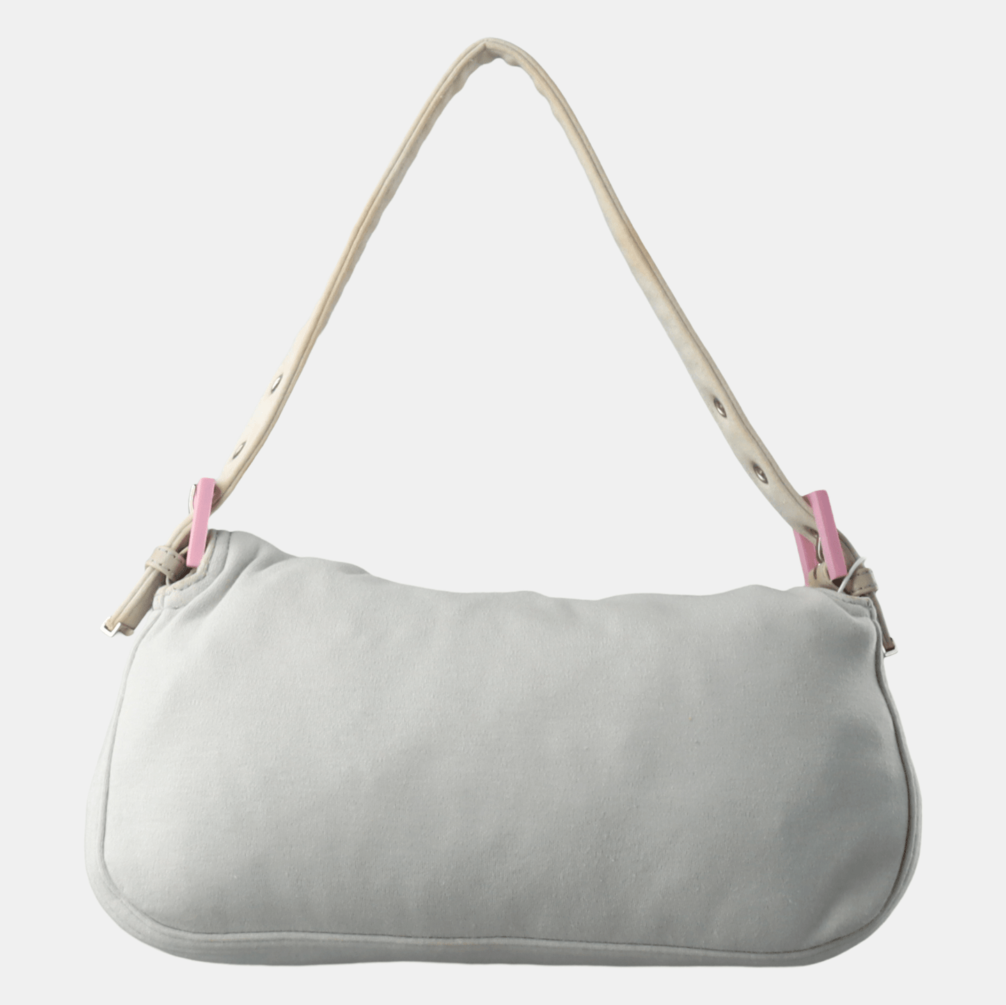 FENDI Baguette   Pale Grey Cloth Pink Buckle