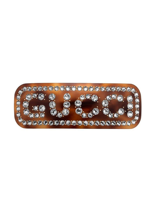 Gucci - Crystal Gucci hair clip - women - metal/Resin/Rhinestone - One Size - Brown