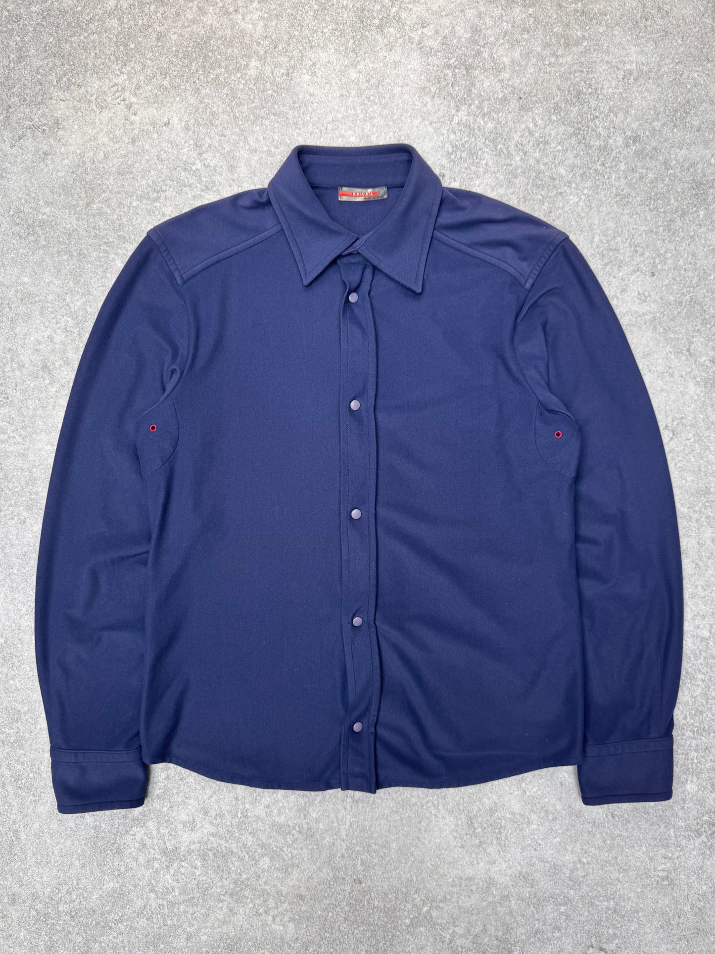 Prada Navy Button Down Fleece Shirt