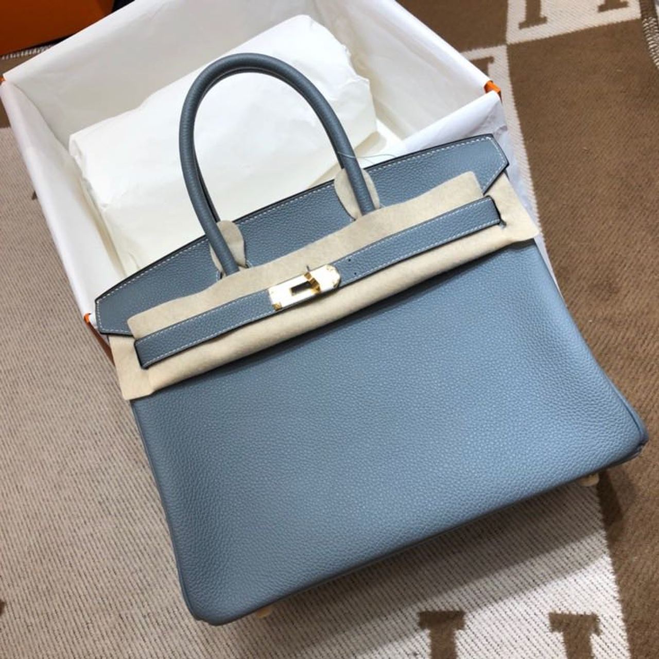 Top Quality Birkin Blue For Women SiTop Qualityer Toned Hardware 13.8in/35cm