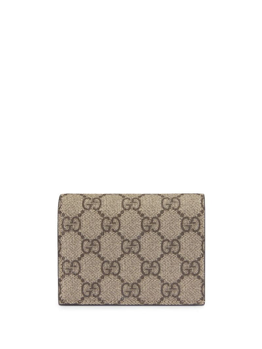 Gucci - GG Supreme card case wallet - women - Leather/Canvas - One Size - NEUTRALS