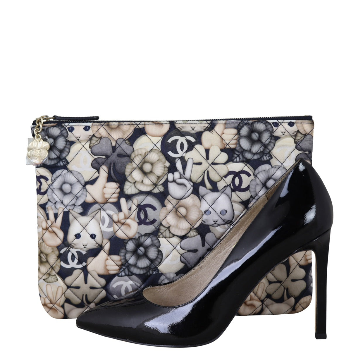 Chanel Quilted Medium Cat Emoticon Cosmetic Case