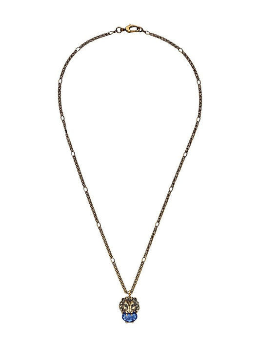 Gucci - lion motif necklace - women - Swarovski Crystal/Gold Plated Metal - One Size - GOLD
