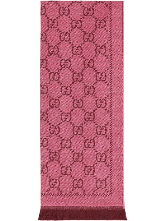Gucci - GG jacquard pattern knitted scarf - women - Wool - One Size - PINK