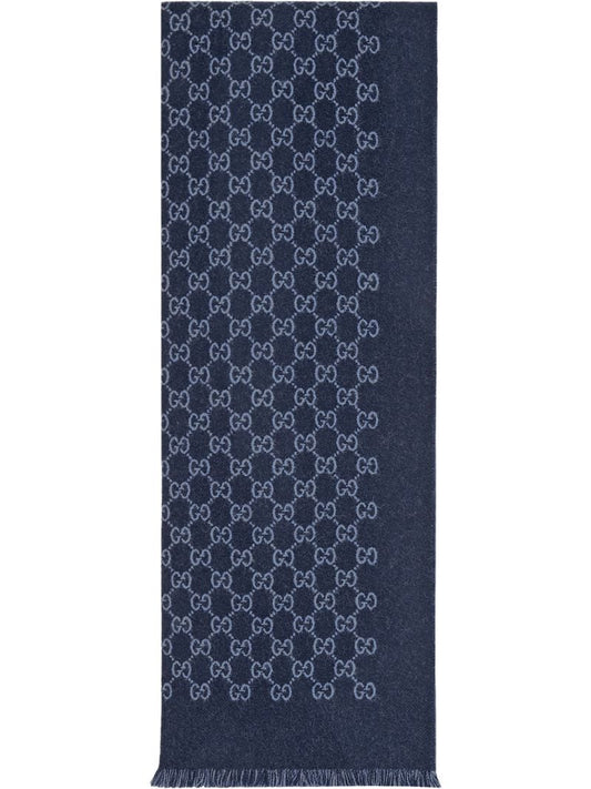Gucci - GG jacquard wool scarf - men - Wool - One Size - Blue