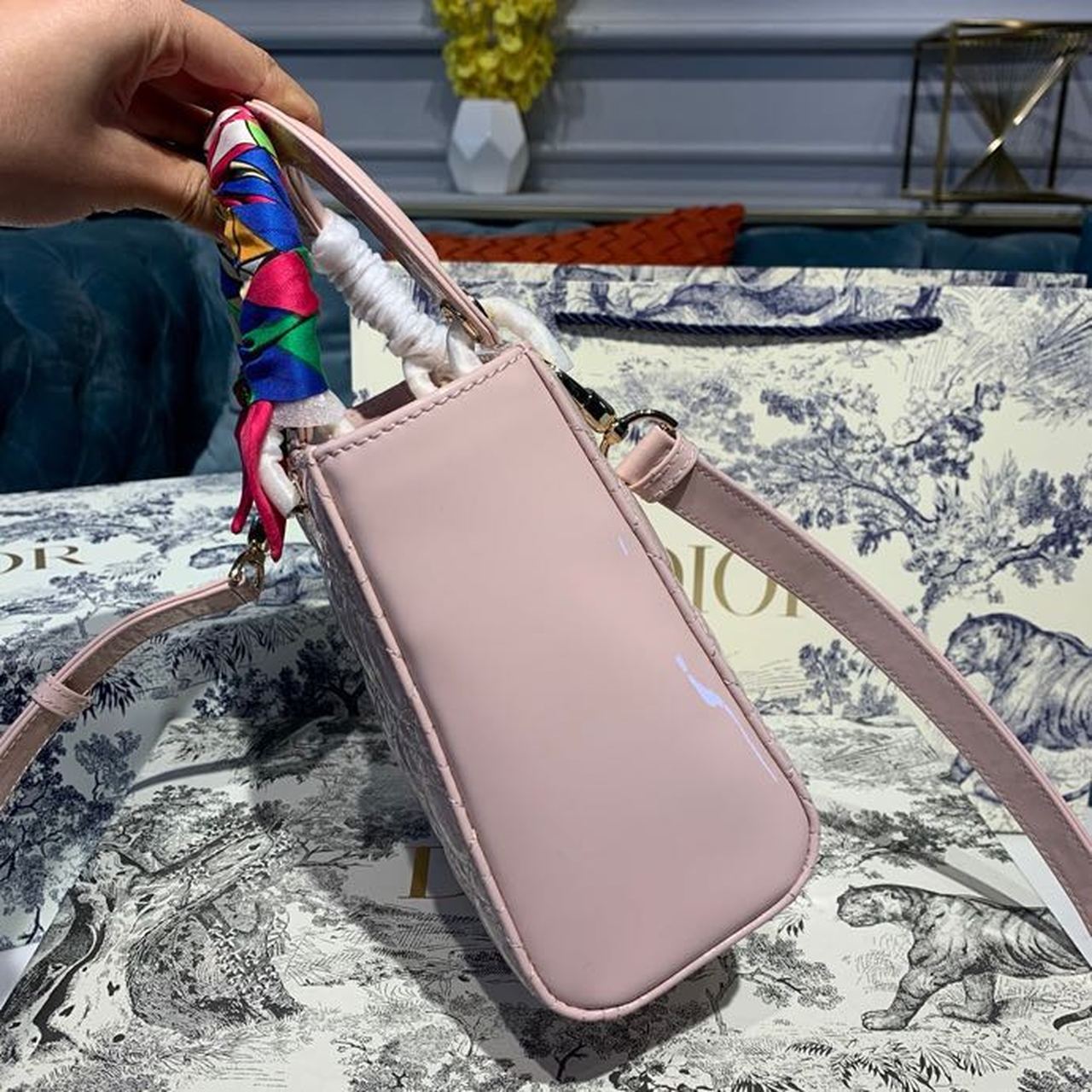 Top Quality Small Lady Bag Gold Toned Hardware Patent Light Pink For Women 20cm/8in CD