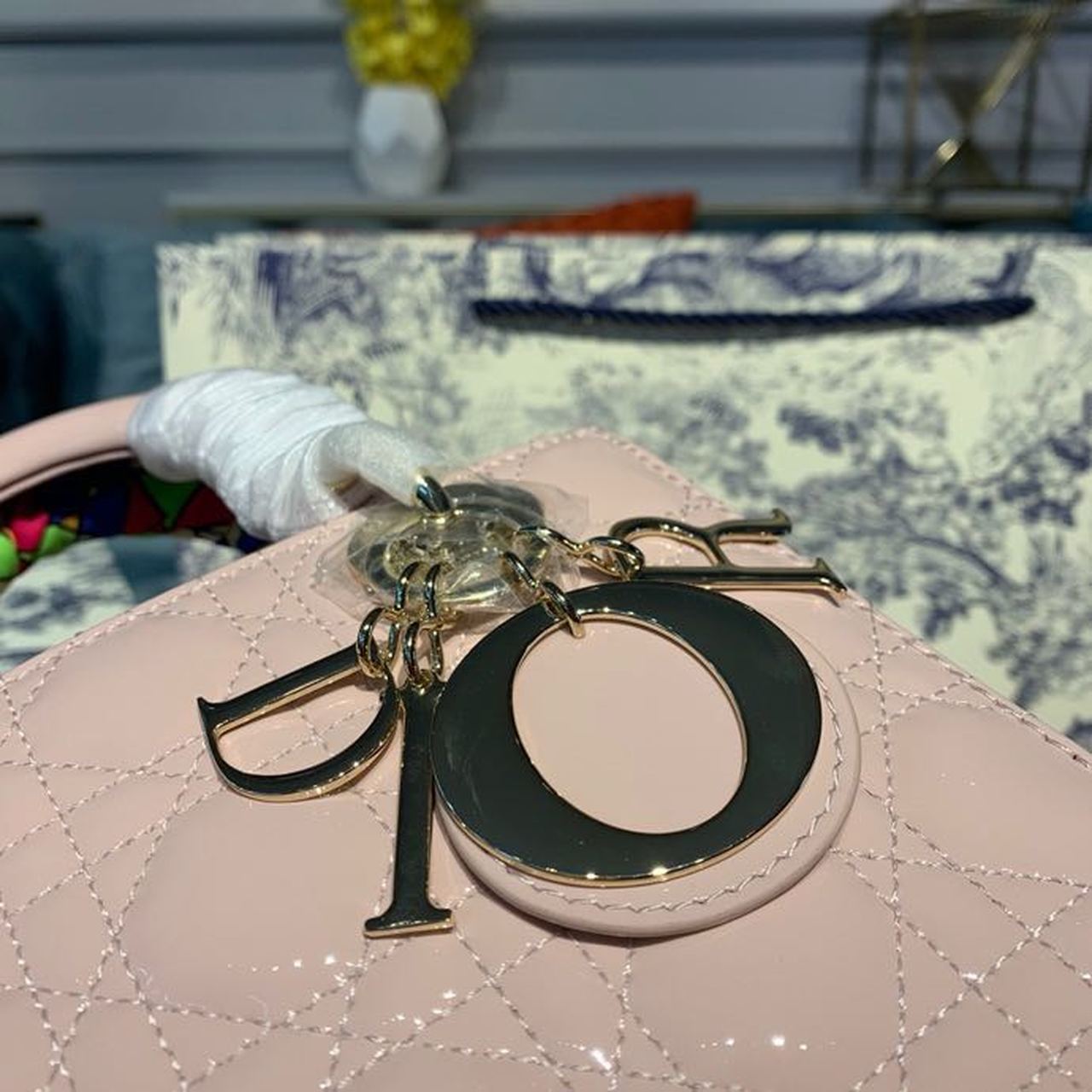 Top Quality Small Lady Bag Gold Toned Hardware Patent Light Pink For Women 20cm/8in CD