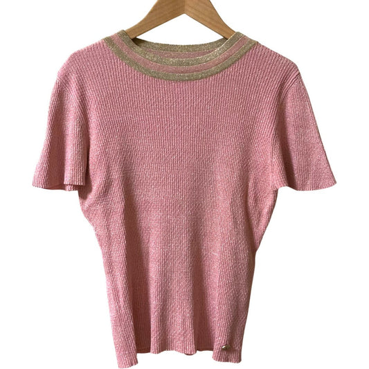 Chanel Lame Knit Short Sleeve Top