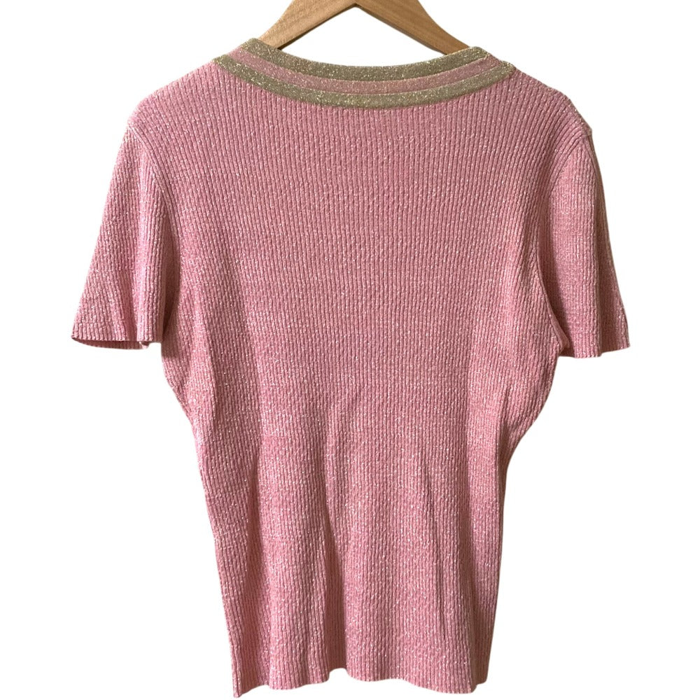 Chanel Lame Knit Short Sleeve Top