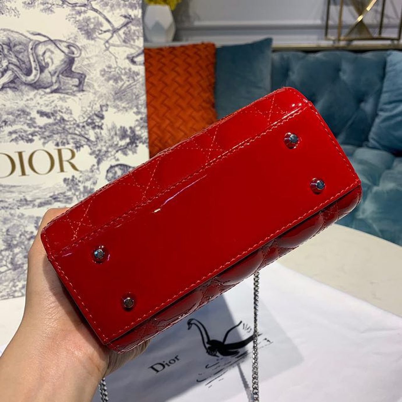 Top Quality Mini Lady Bag with Chain Silver Hardware Spring/Summer Collection, Red, For Women Womens Handbags, 18cm CD M0505OCAL_M52R