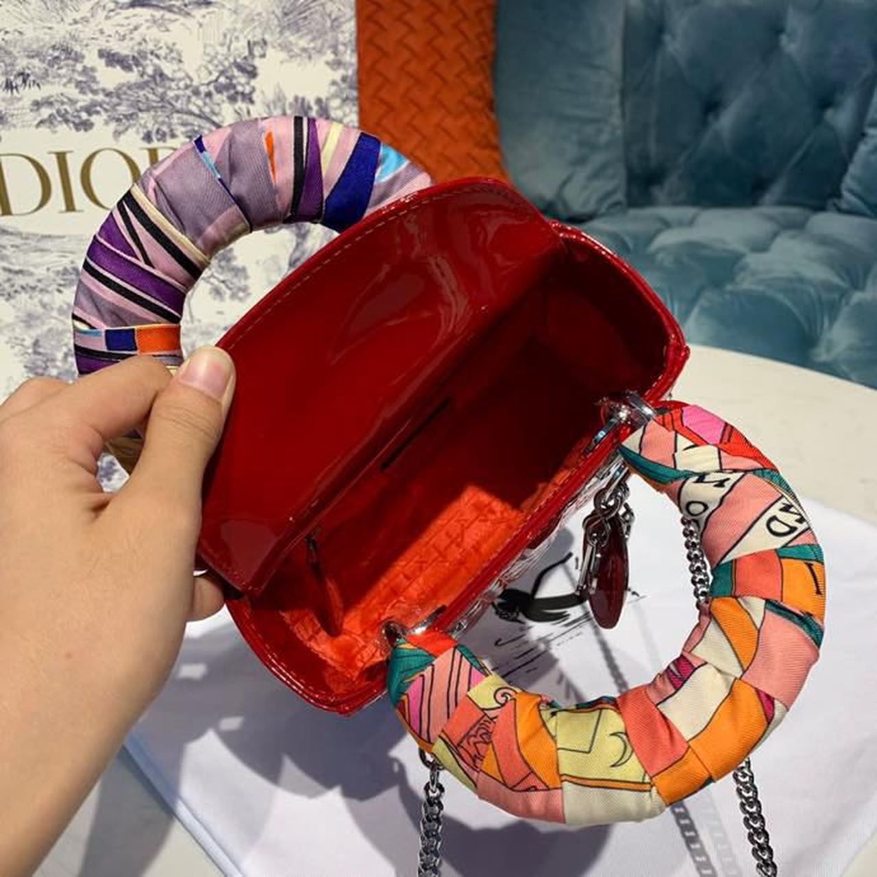 Top Quality Mini Lady Bag with Chain Silver Hardware Spring/Summer Collection, Red, For Women Womens Handbags, 18cm CD M0505OCAL_M52R