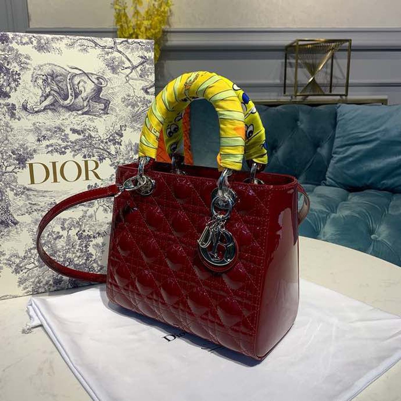Top Quality MeTop Qualityum Lady Bag With Chain Silver Hardware Burgundy Womens Handbags 24cm/9in CD