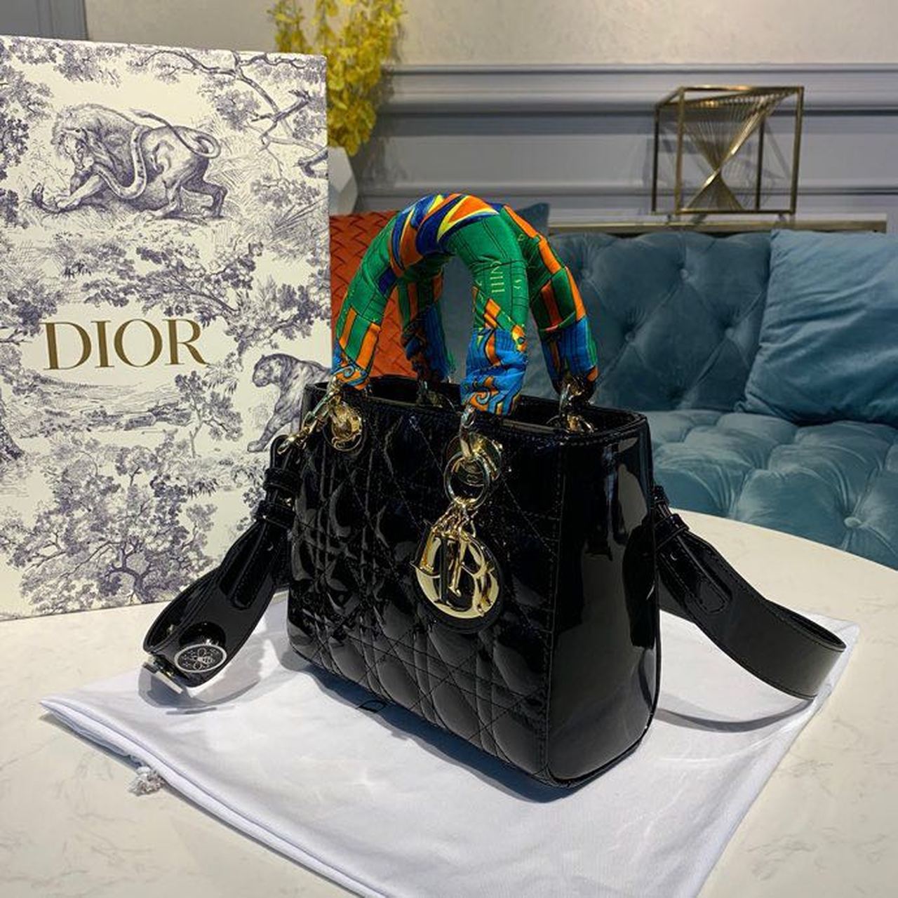 Top Quality Small Lady Bag Black Patent For Women 20cm/8in CD M0531OWCB_M900