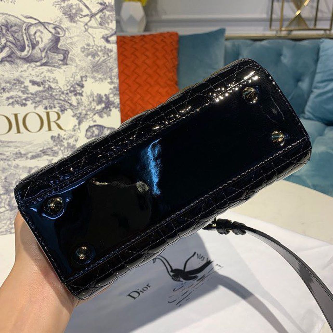 Top Quality Small Lady Bag Black Patent For Women 20cm/8in CD M0531OWCB_M900