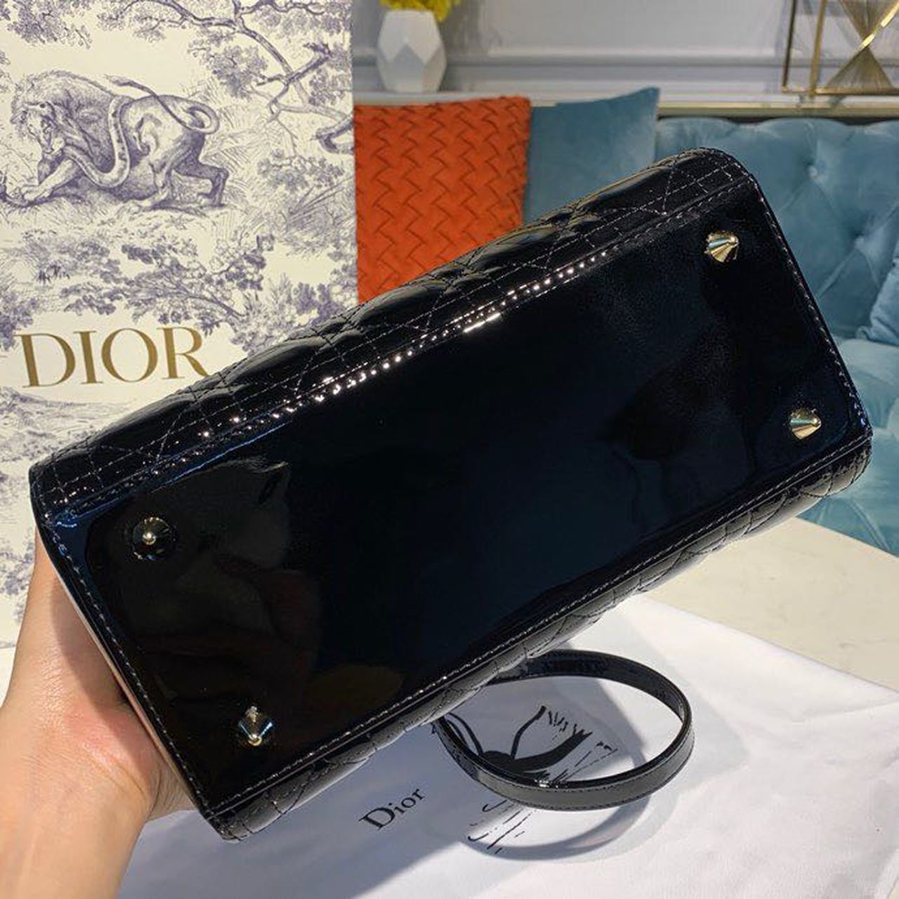 Top Quality MeTop Qualityum Patent Lady Bag Black For Women 24cm/9in