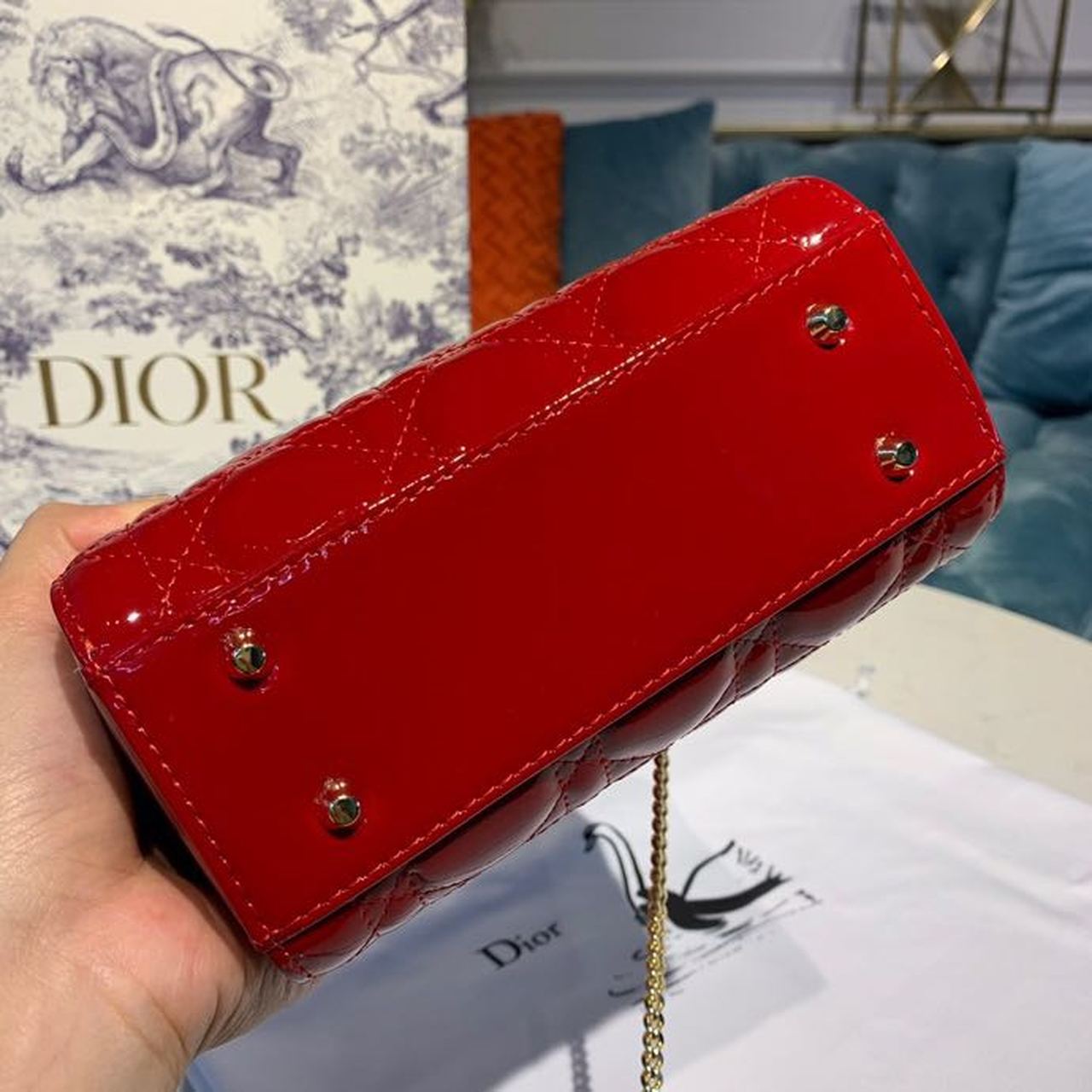 Top Quality Mini Lady Bag with Chain Gold Toned Hardware Spring/Summer Collection, Red, For Women Womens Handbags, 18cm CD M0505OCAL