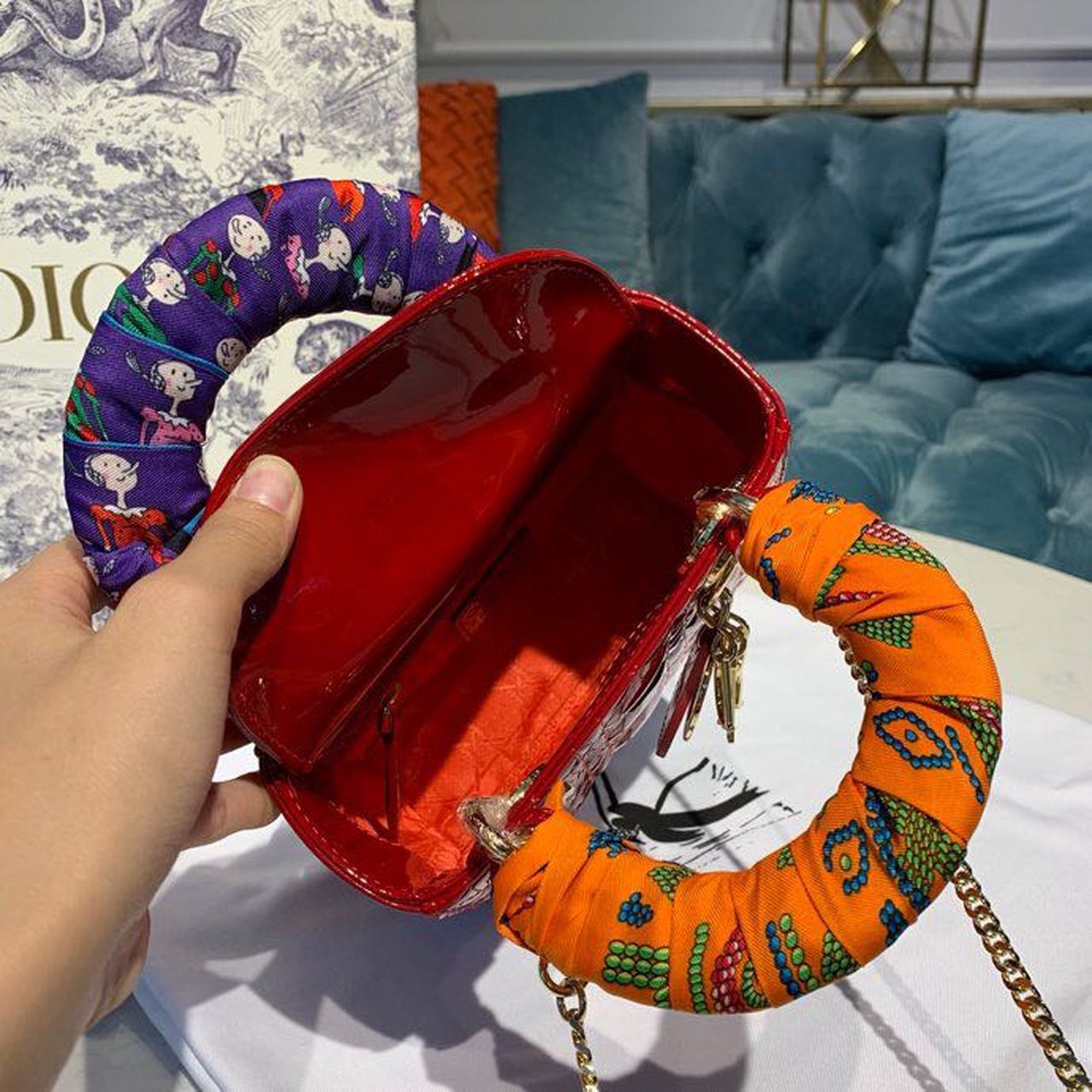 Top Quality Mini Lady Bag with Chain Gold Toned Hardware Spring/Summer Collection, Red, For Women Womens Handbags, 18cm CD M0505OCAL