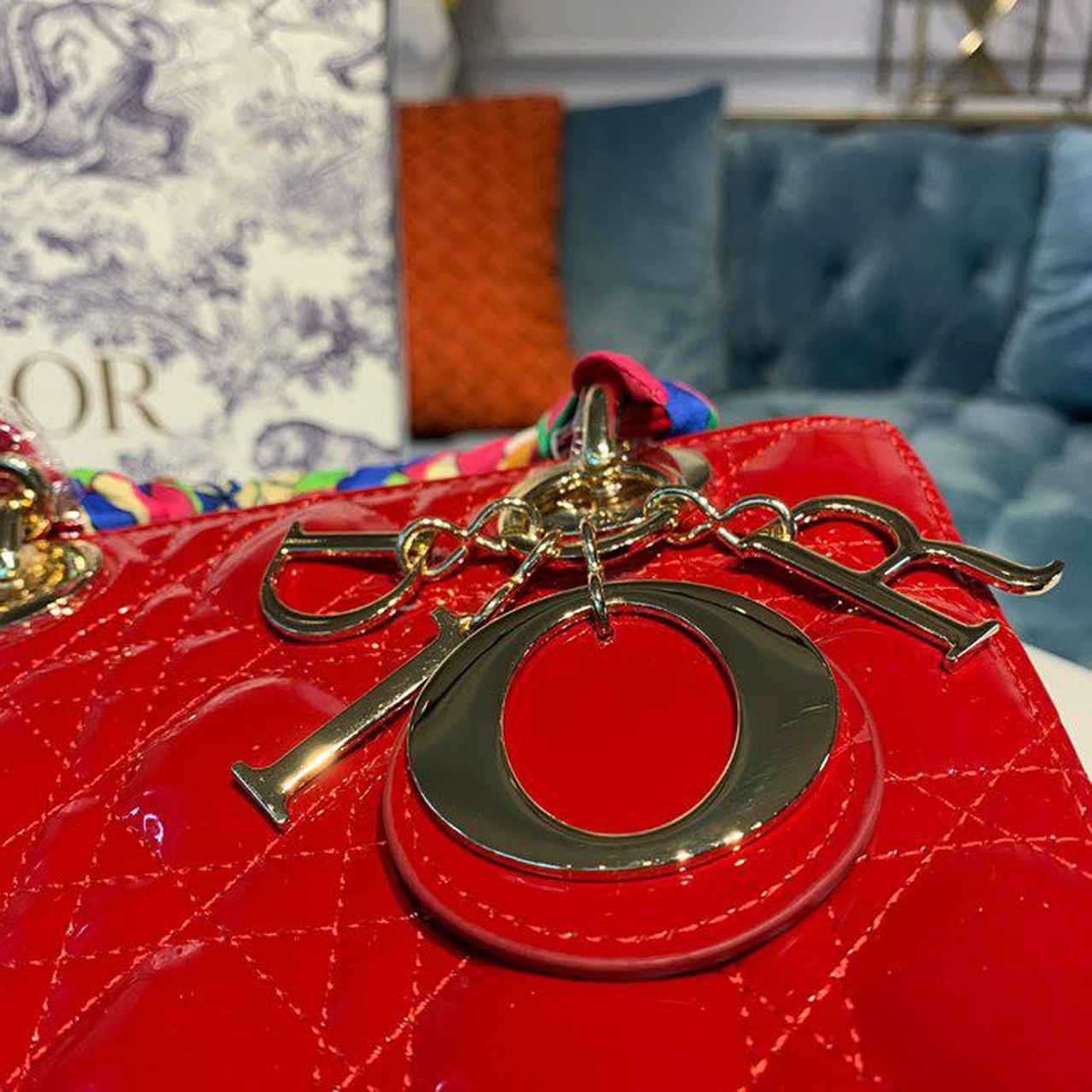 Top Quality Small Lady Bag Cherry Red Patent Cannage For Women 20cm/8in CD M0531OWCB_M323