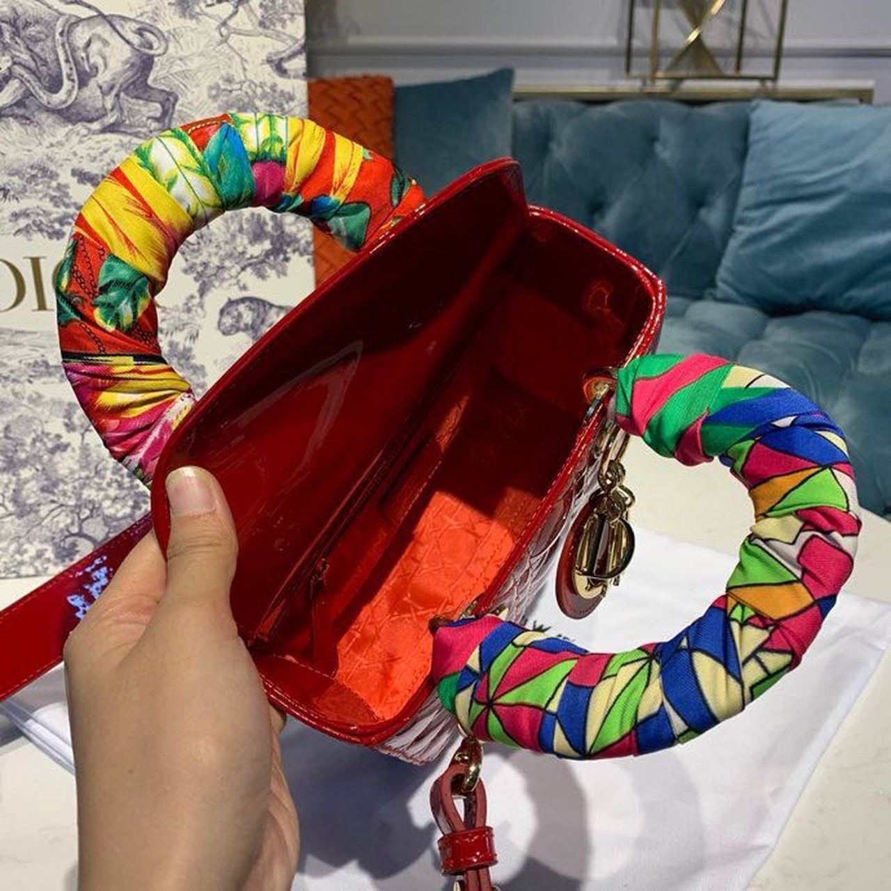 Top Quality Small Lady Bag Cherry Red Patent Cannage For Women 20cm/8in CD M0531OWCB_M323