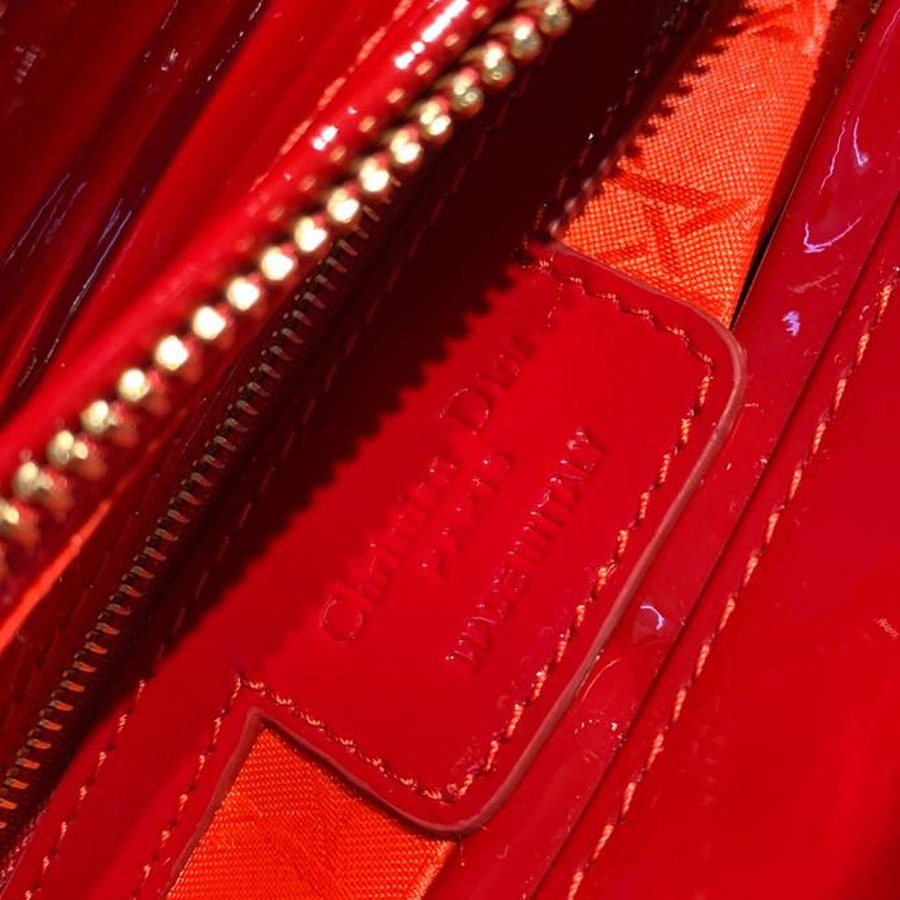 Top Quality MeTop Qualityum Lady Bag Cherry Red Patent Cannage For Women 24cm/9in CD M0565OWCB_M323