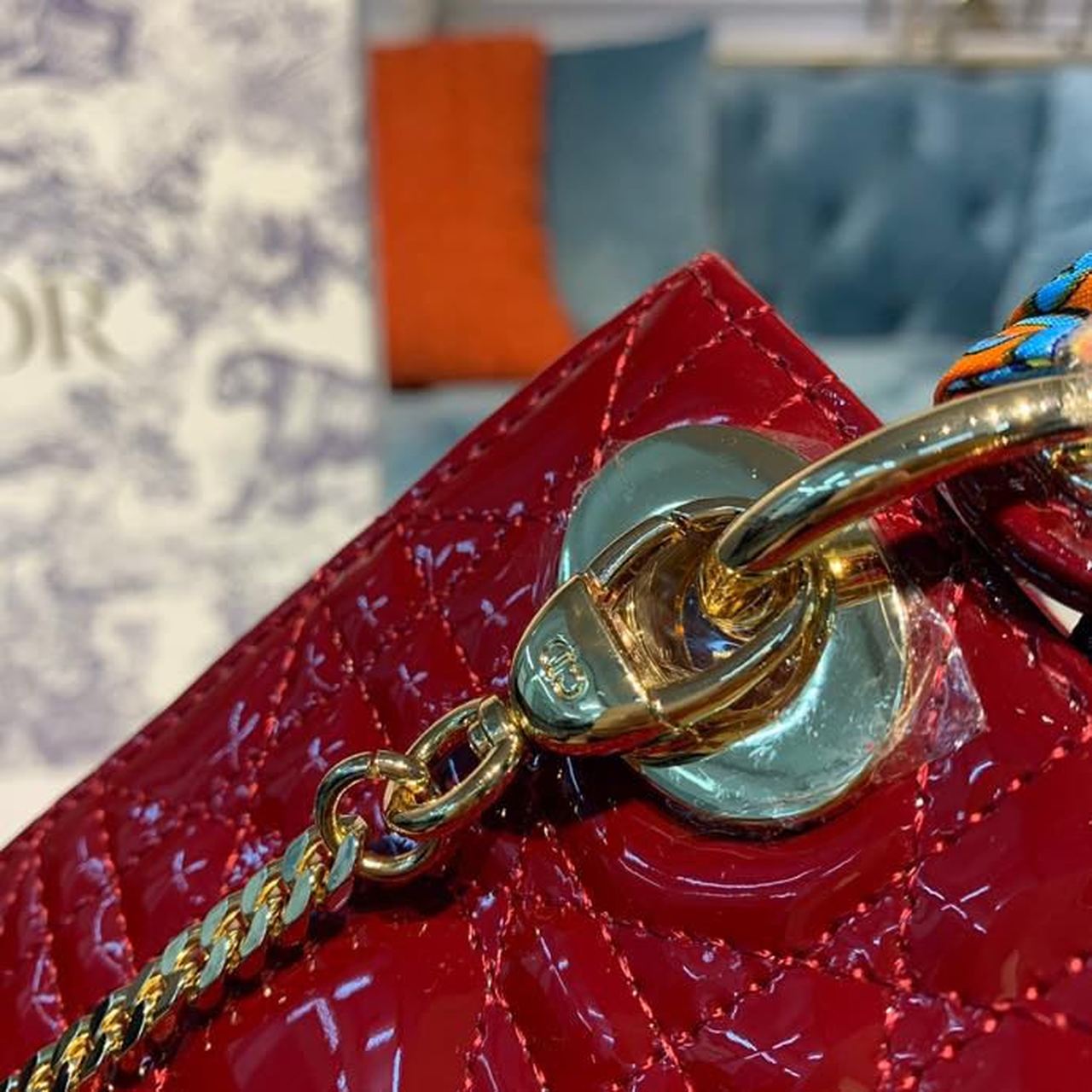 Top Quality Mini Lady Bag with Chain Gold Toned Hardware Spring/Summer Collection, Burgundy, For Women Womens Handbags, 18cm CD M0505OCAL_M42R
