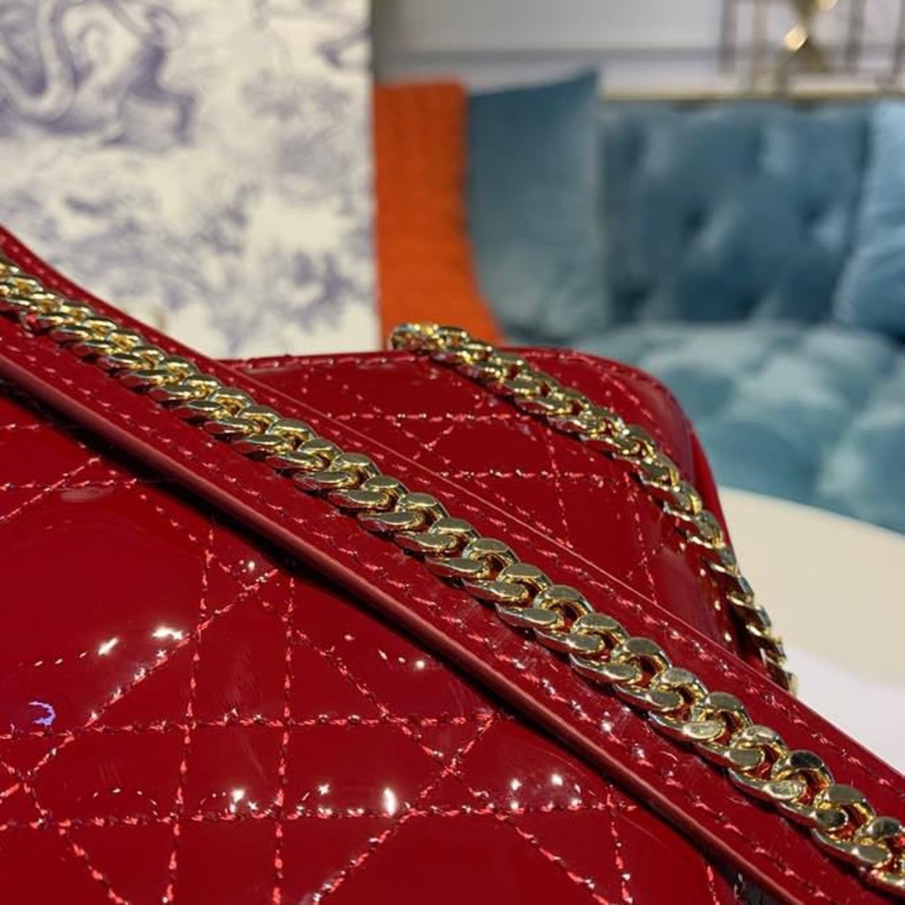 Top Quality Mini Lady Bag with Chain Gold Toned Hardware Spring/Summer Collection, Burgundy, For Women Womens Handbags, 18cm CD M0505OCAL_M42R