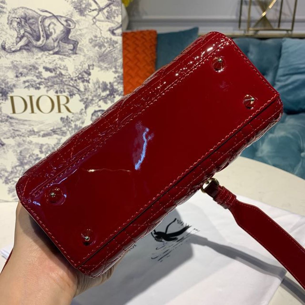 Top Quality Small Lady Bag with Chain Gold Toned Hardware Burgundy For Women 20cm/8in CD M0538OWCB_M323