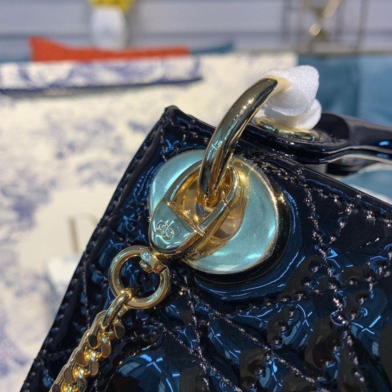 Top Quality Mini Lady Bag with Chain Gold Toned Hardware Spring/Summer Collection, Black, For Women Womens Handbags, 18cm CD