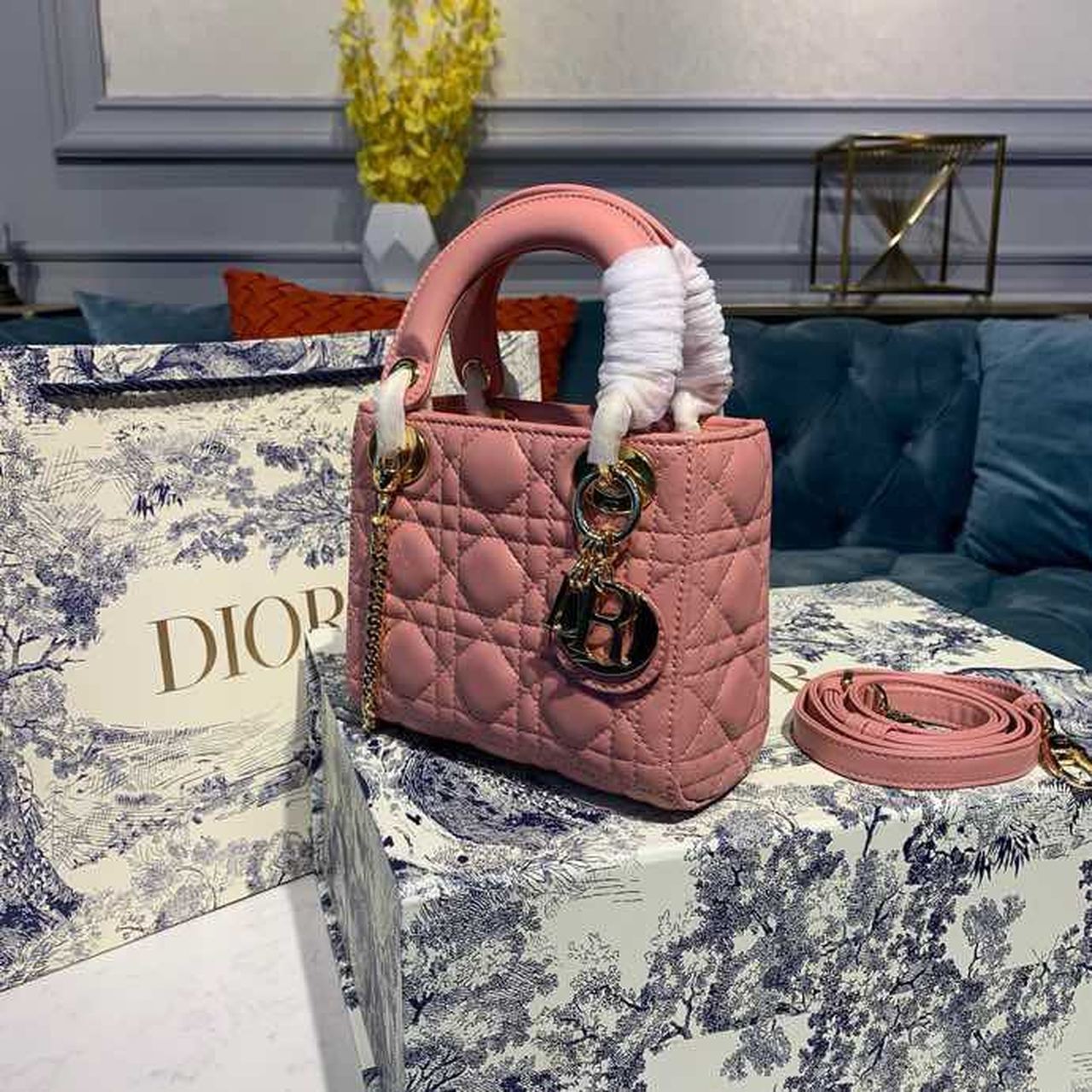 Top Quality Mini Lady Bag Blush Cannage Sorbet Pink For Women 6.5in/18cm CD